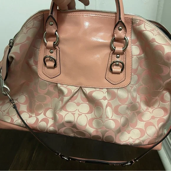 COACH ASHLEY PEONY PINK SIGNATURE CARRYALL HANDBAG SHOULDER BAG PURSE - Picture 10 of 16